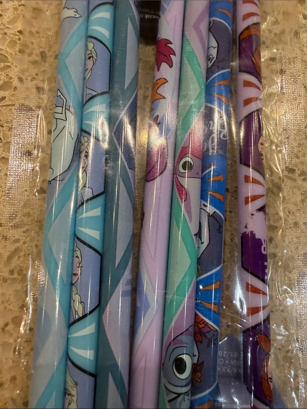 Kids' Frozen Character Party Straws - Blue, Purple & Teal
